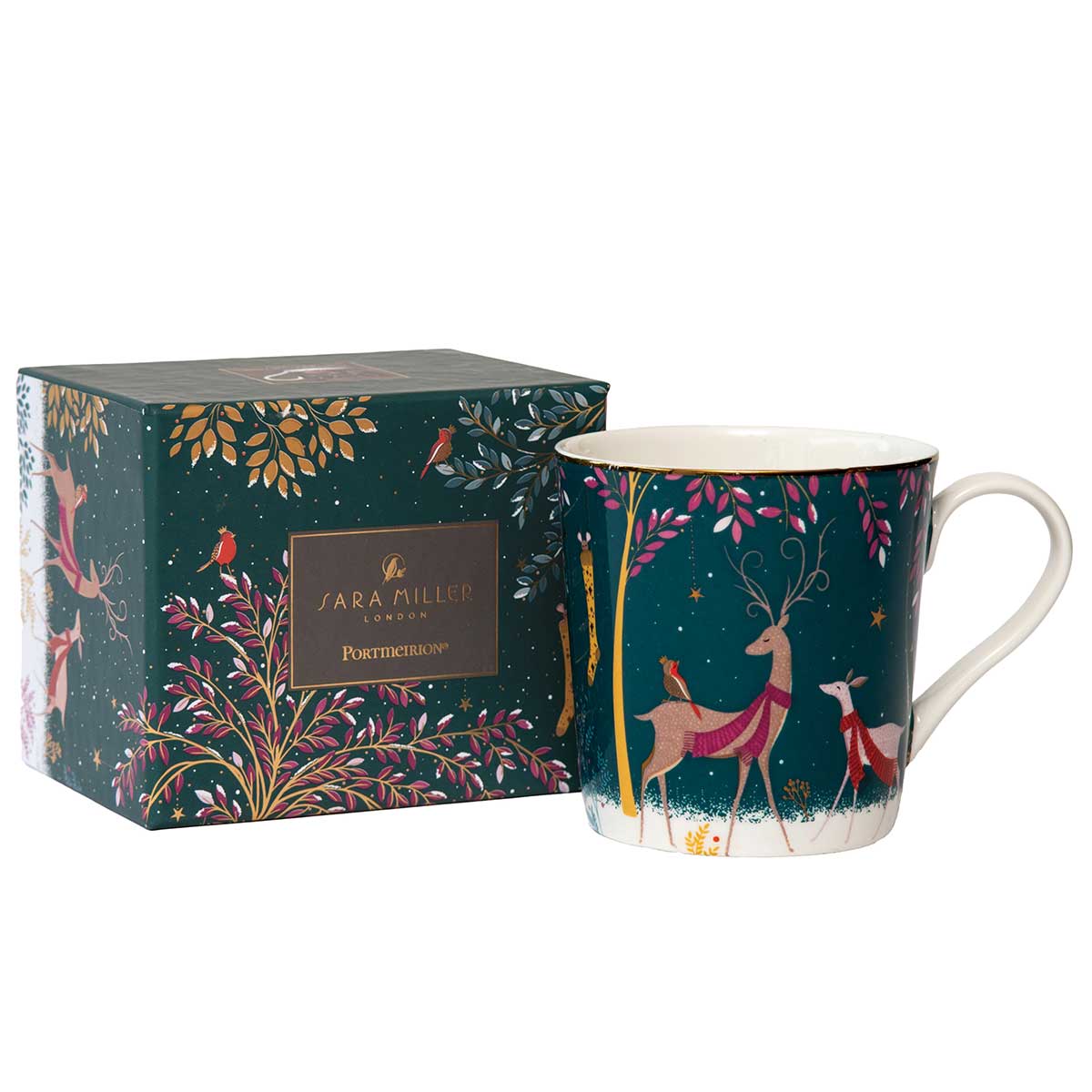 Sara Miller Woodland Tales Mug, Deer & Robin image number null